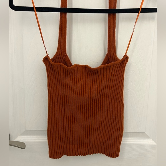 Ribbed Burnt Orange, Cropped Tank Top, Sz XL - Picture 3 of 5
